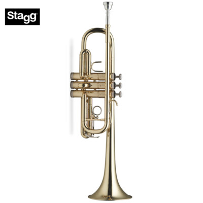 Stagg WS-TR255 Key of C Clear Lacquer Brass Trumpet with Mouthpiece and ABS Case