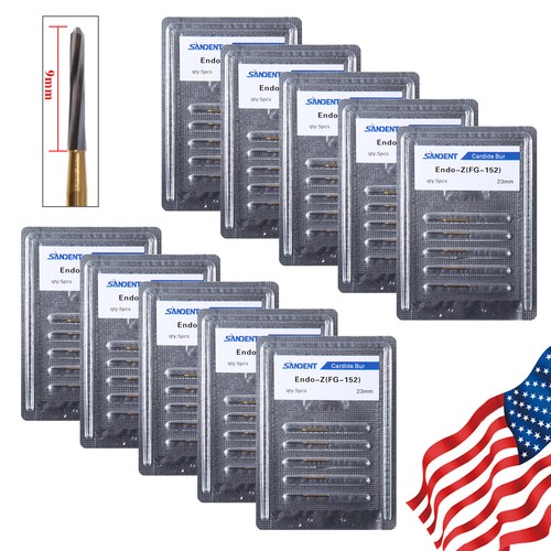 10 Fraises Dentaires ENDO-Z Carbure De Tungstène - Pour Finition Et Parage, Longueur 23mm