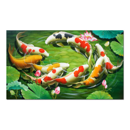 Wall Art Feng Shui Koi Fish Painting Canvas Giclee Print Picture Home Decor - Afbeelding 1 van 5