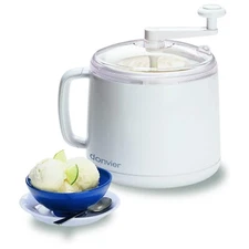 Donvier Manual Hand-Crank 1-Quart Ice Cream Maker - White
