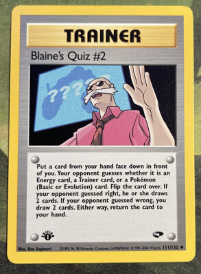 1st Edition Blaine s Quiz #2 111/132 - Gym Challenge - Near Mint