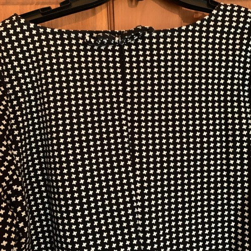 Talbots Womens Tunic Blouse Size X Black & White Herringbone Print 3/4 Sleeve - Picture 5 of 8