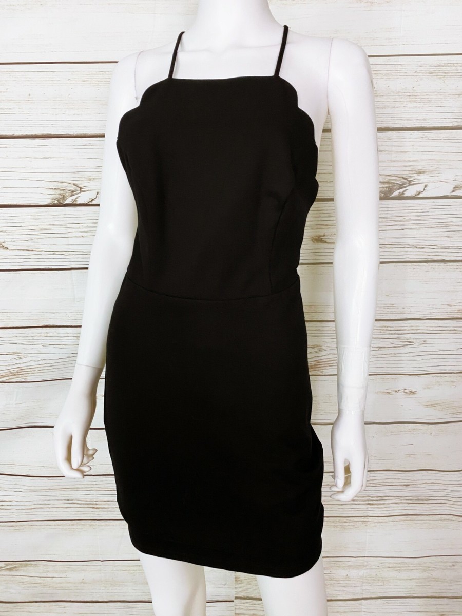 Lush Womens Cocktail Dress Size M Black Stretch Sleeveless Backless Zipper  | eBay