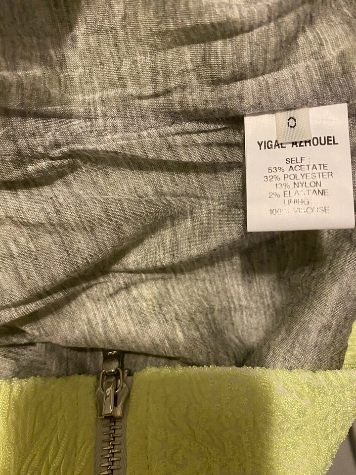 $590 NWT VTG Yigal Azrouel 0 Scuba Mini Skirt Yellow Jacquard Chartreuse Stretch - Image 2 of 4