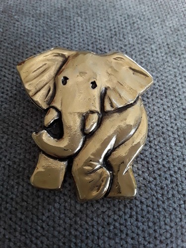 Broche Vintage éléphant En Métal Signée Jacky De G. Paris - Bijou Ancien Argenté