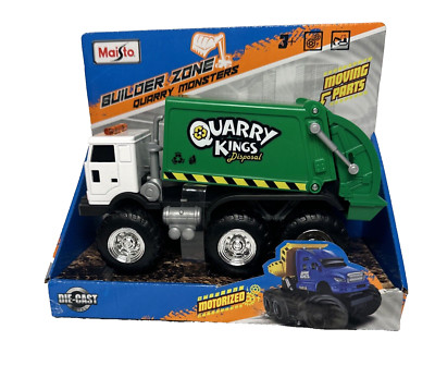 New Maisto Metal Builder Zone Quarry Kings Disposal Garbage Truck Toy Green