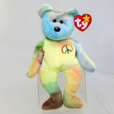 TY Beanie Baby - PEACE the Ty-Dyed Bear Yellow/Green  8.5 inch  MWMT 