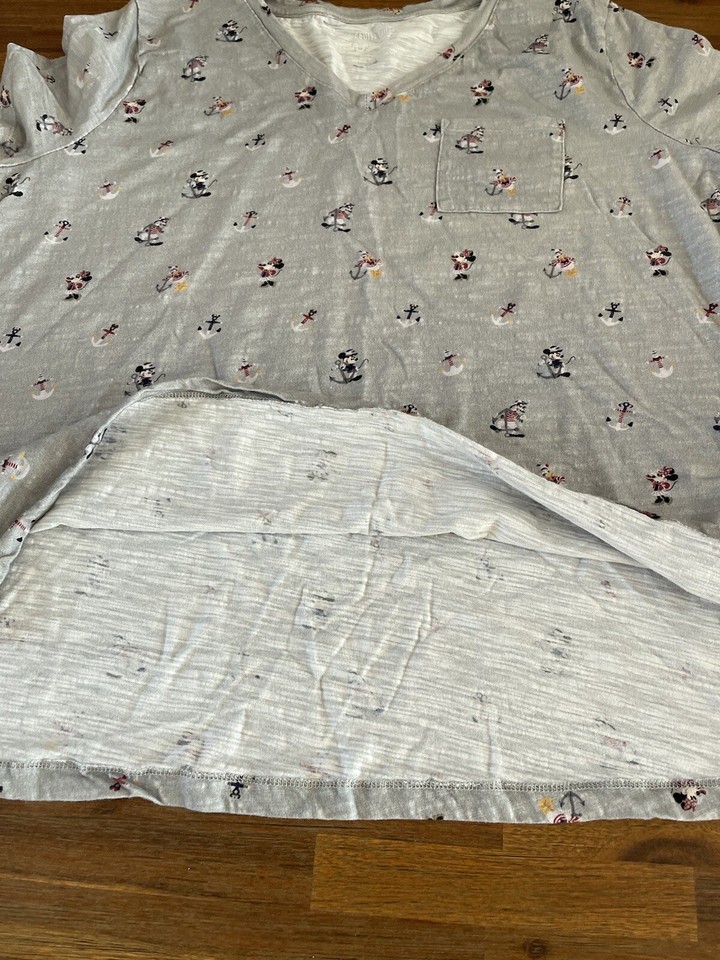 Disney Cruise Women’s TShirt Gray Mickey Goofy Cotton Short Sleeve 1X