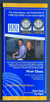 Continental Airlines Ticket Jacket - First Class (9/00)
