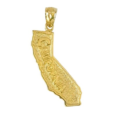 14k Gelbgold California State Map Anhänger/Charm, Made in USA 