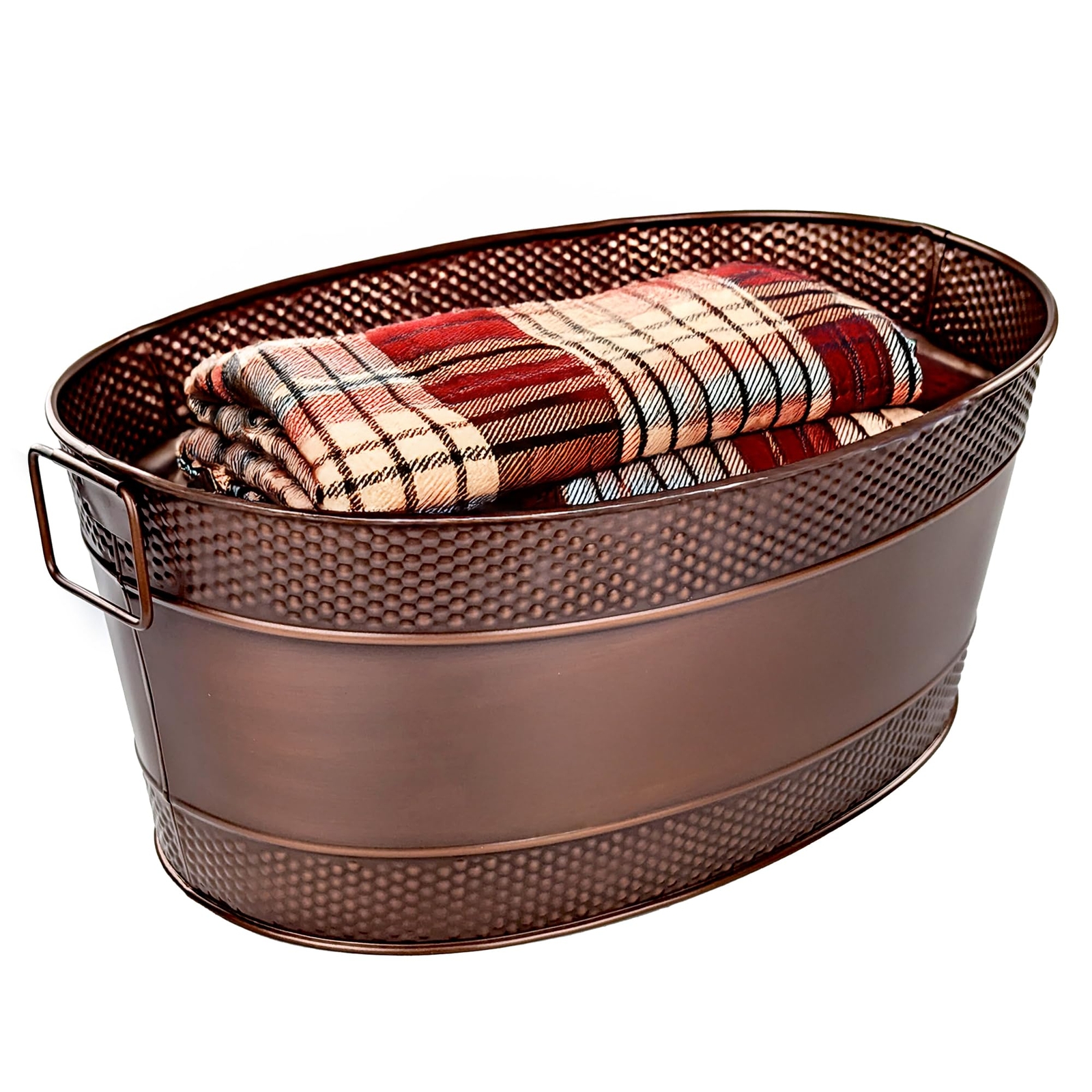 BREKX Metal Storage Basket for Living Room Organizing - Blanket Storage and O...