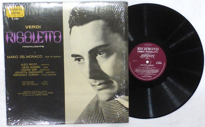 ''Verdi Rigoletto Highlights'' Vinyl LP, Mario Del Monaco, London 33rpm, NM/NM