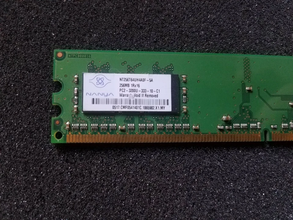 Nanya 256MB , PC2-3200 , DDR , 240 Pin , Model # NT256T64UH4A0F-5A - Image 3 of 3