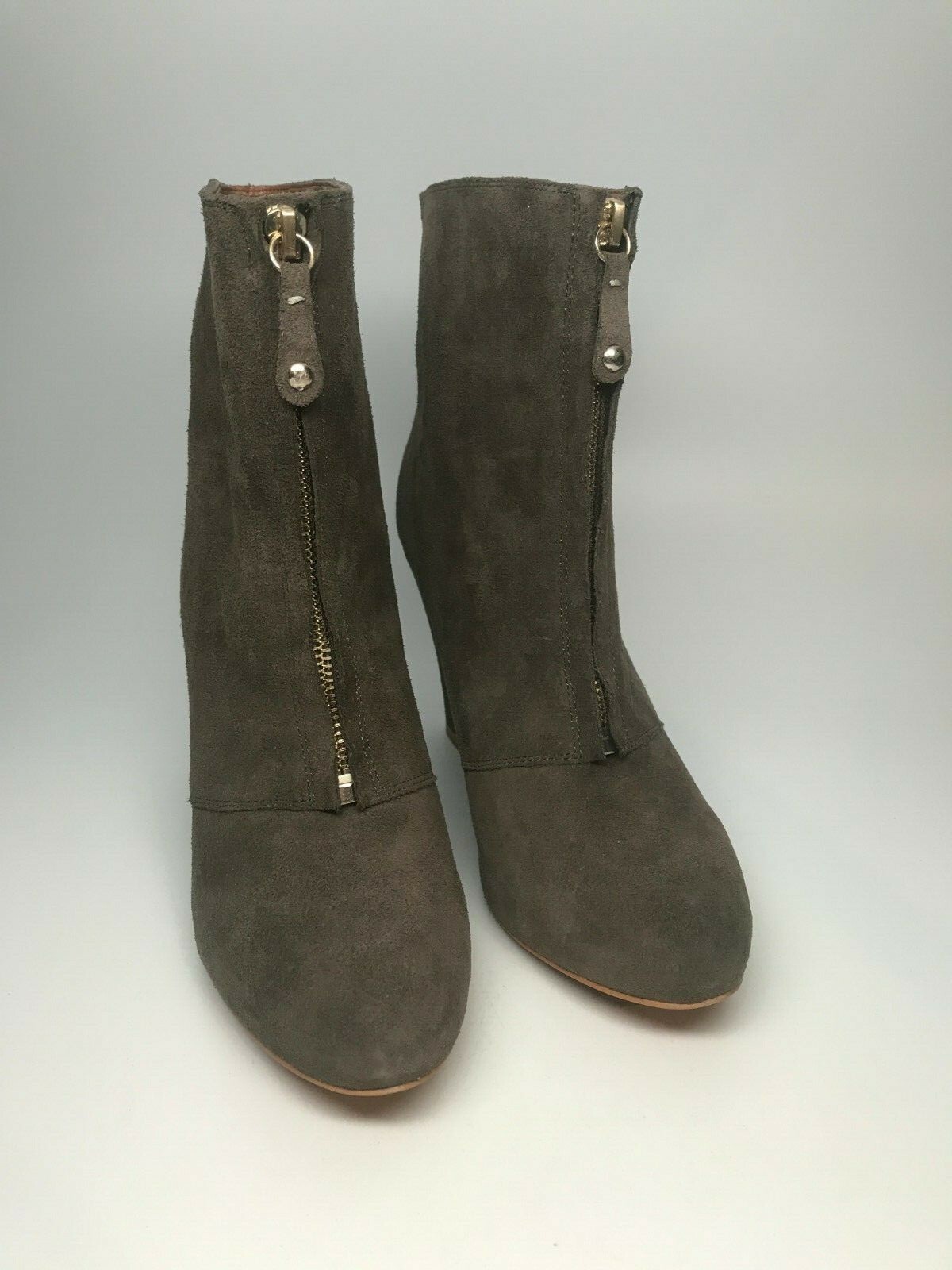 ZARA Basic Collection Leather Zip Ankle Wedge Boo… - image 2