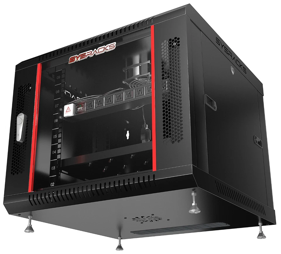 9U Sysracks настенное крепление ИТ сеть передачи данных сервер стойка шкаф корпус 24» глубина - Изображение 3 из 4