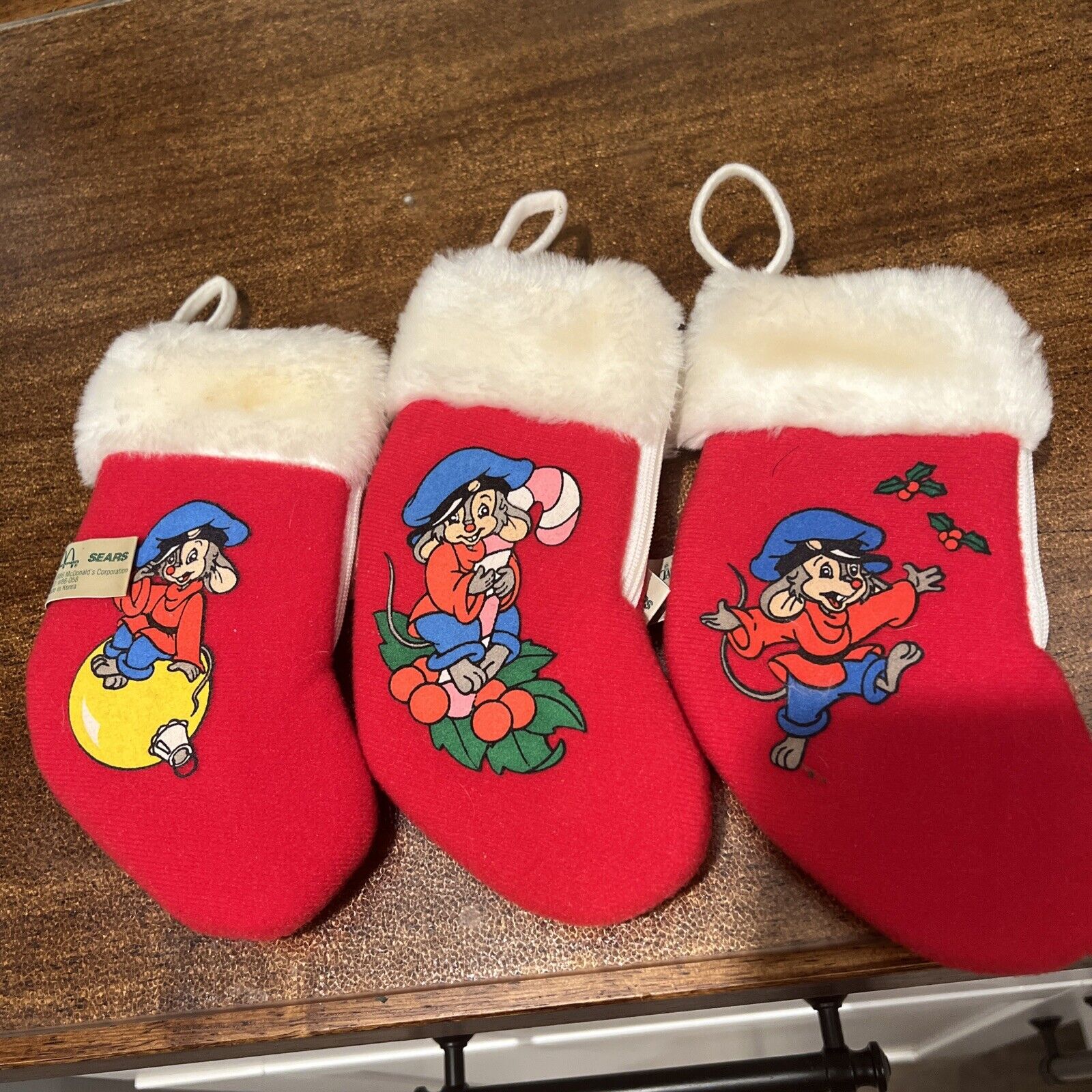 Vintage McDonald’s Stockings An American Tail 1986 Sears Fievel  Mouse Set Of 3