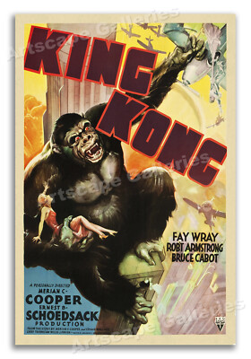 King Kong Vintage Style 1930s Sci-Fi Movie Poster - 16x24