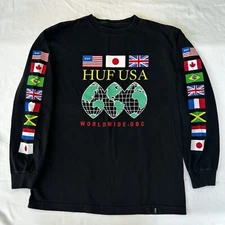 HUF Worldwide Flag Union Long-Sleeve T-Shirt Sz Med Streetwear Skateboarding