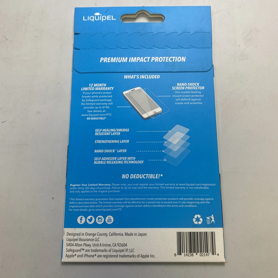 Protector de pantalla Liquipel 66S7 SafeGuard para iPhone 6+ 6s+ 7+ 8+ Foto 2 de 4