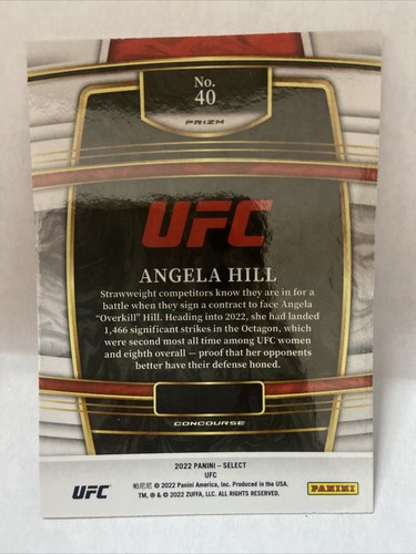 2022 Select UFC Angela Hill Silver Prizm #40 Concourse - Picture 2 of 2