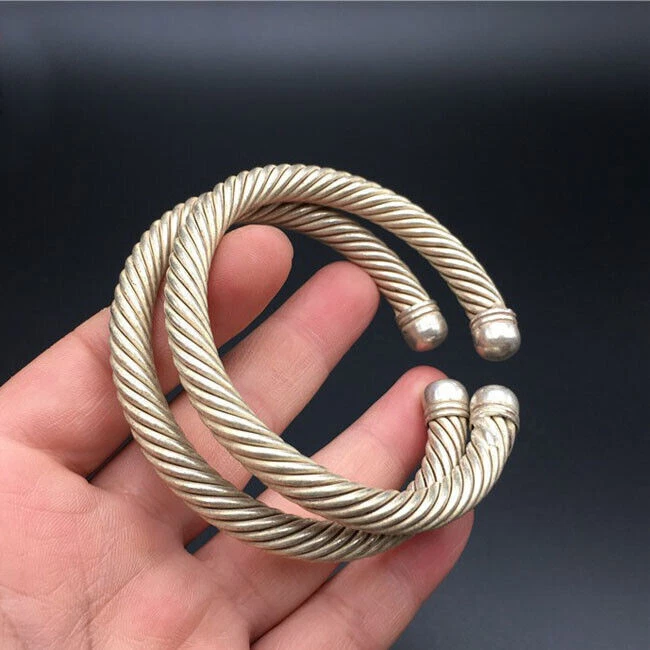 Brazalete brazalete brazalete estilo vintage tibetano plata alambres retorcidos Foto 2 de 4