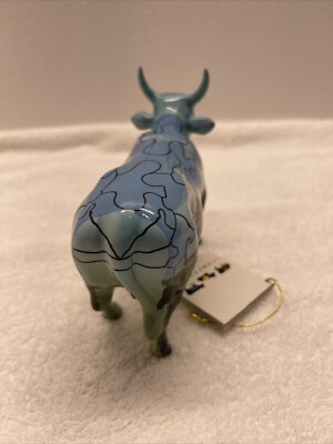 Cow Parade “Puzzled Cow” #9181 Blue Red Farm Country Westland