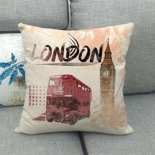 18" Union Jack British Flag Pillow Case London Bus Telephone Booth Cushion Cover - Picture 58 of 66