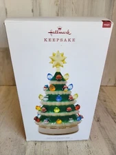 Hallmark 2018 porcelain tabletop tree light up Xmas Santa polar bear Snowman