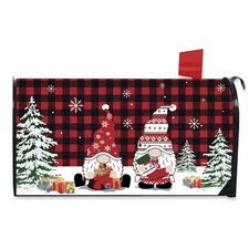 Christmas Magnetic Mailbox Cover Buffalo Plaid Standard Mailbox Covers Decor