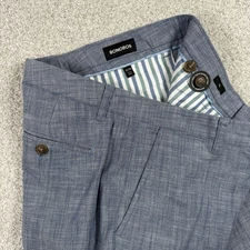NEW Bonobos Pants Mens 33 Blue Slim Fit Stretch Chino Flat Front Chambray
