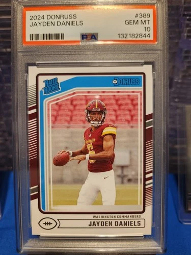 🔥 2024 Panini Donruss Rated Rookie Jayden Daniels #389 PSA 10 RC 🚀 to McLaurin
