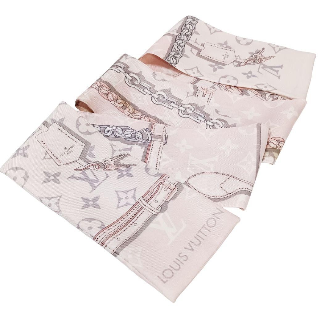 Louis Vuitton Monogram Confidential Bandeau Silk Scarf Pink Used image 3