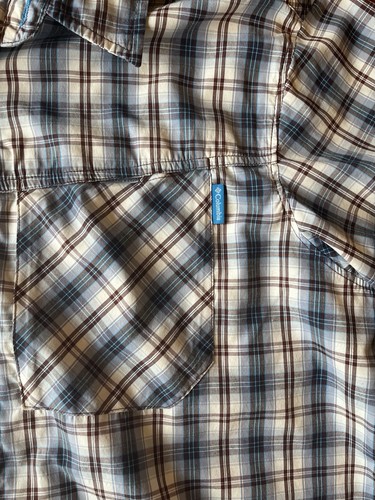 Columbia Insect Blocker Button Down Shirt Mens Large Blue Plaid - Picture 2 of 4