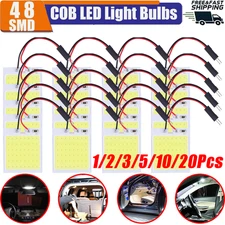 LOT 48SMD COB LED Panel Festoon T10 BA9S Dome Map Light Bulb White Car Interior