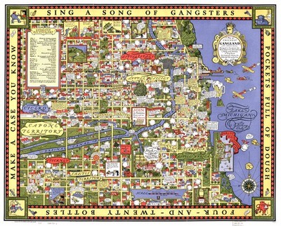 VTG 1931 Map of Chicago's Gangland Enhanced Gicée Poster Print - 8.5x11, 17x22