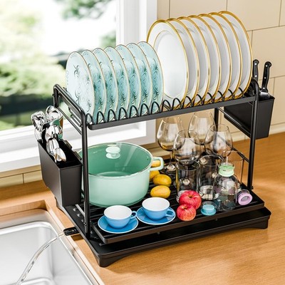 Simple Trending Dish Rack, Dish Drying Rack 2 Tier, Stainless Steel Dish Drai...