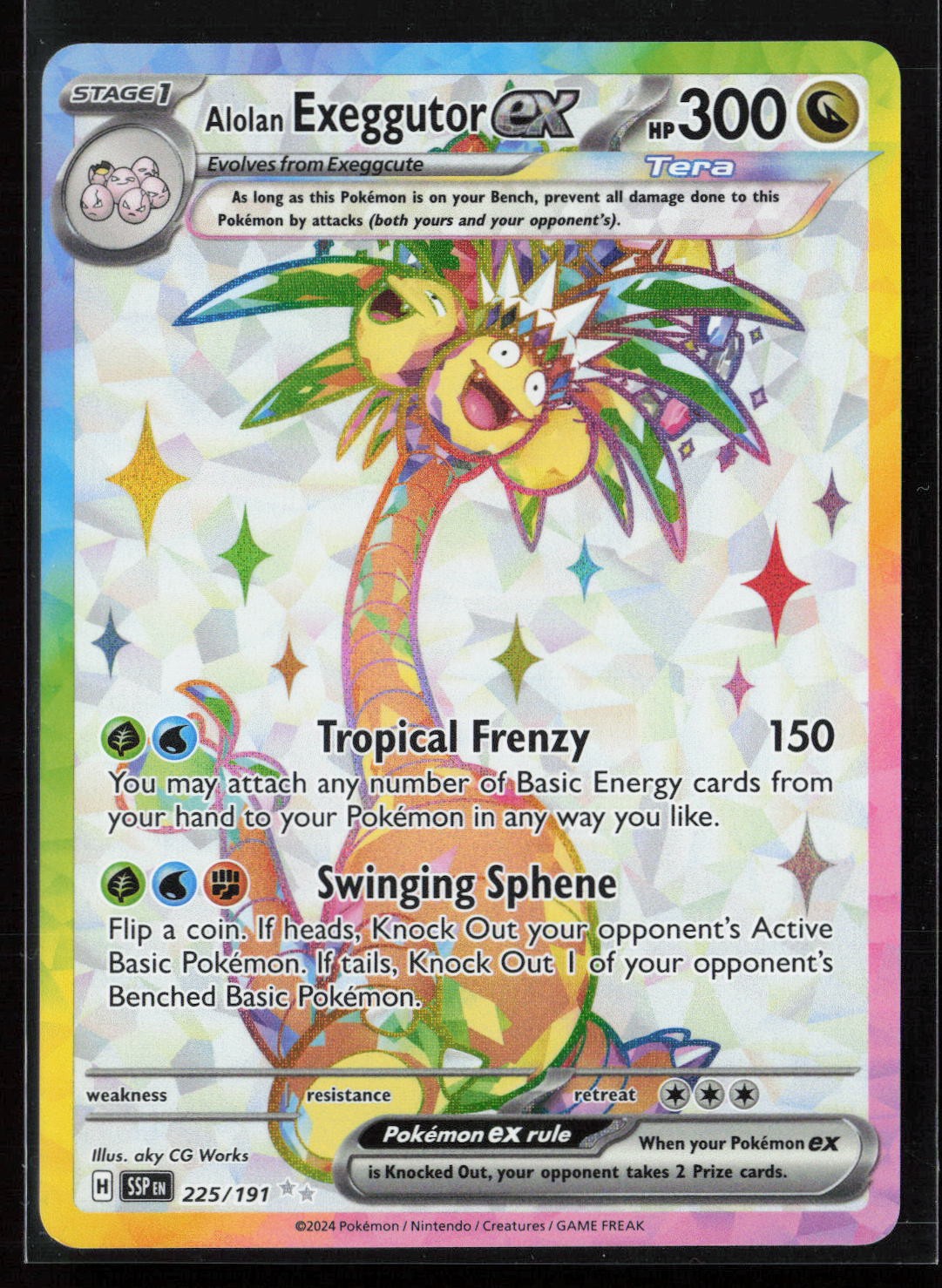 Alolan Exeggutor ex 225/191 Ultra Rare Surging Sparks Pokemon NM