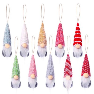 Christmas Tree Hanging Gnomes Ornaments Set of 10 Swedish Handmade Plush Gnome