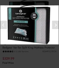 Bedgear Ver-Tex Performance Mattress Protector K Instant Cooling and Waterproof 