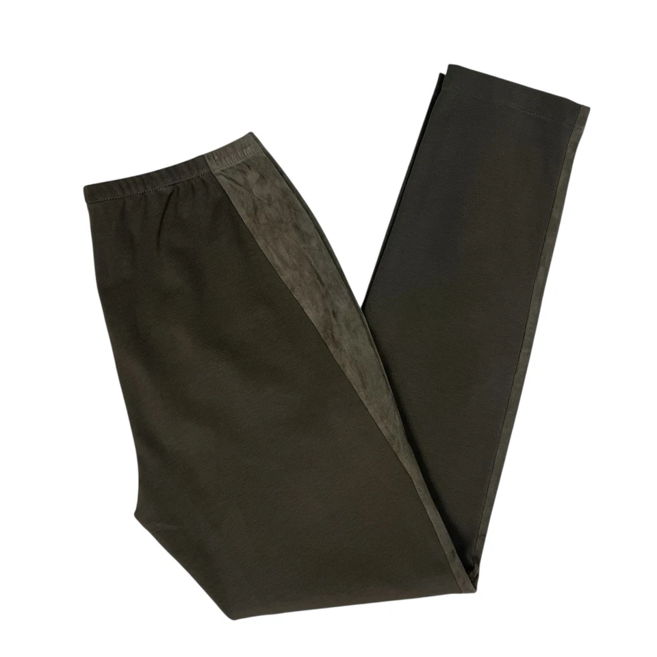 Pantalones Legging Lafayette 148 Milano Talla Mediana Costura Gamuza Panel Taupe Foto 3 de 4