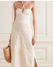 Joanna Ortiz Luces Del Cielo Appliquéd Poplin Halter Dress 8 EUC