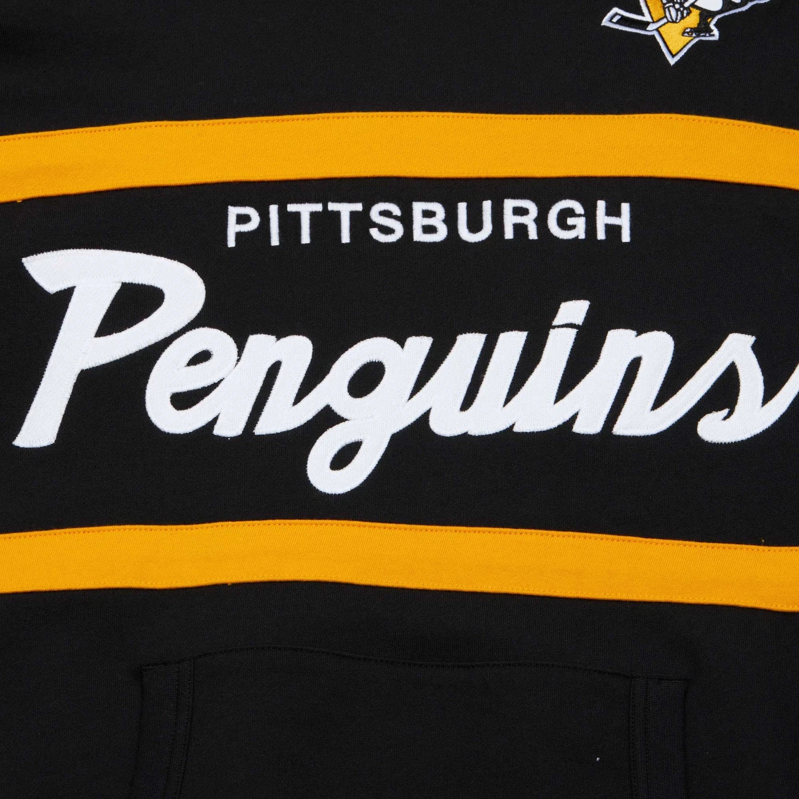 Felpa con cappuccio pullover uomo Mitchell & Ness nero Pittsburgh Penguins Head Coach
