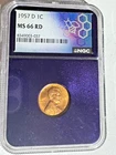 1957-D Lincoln Cent 1C Graded MS66 RD by NGC; Possible Reverse Struck Thru Error