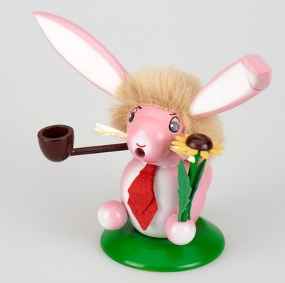 Räuchermännchen Hase/Igel Original Steinbach Präsent, rosa, Handmade Germany NEU