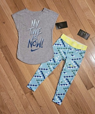 NEW Nike Little Girl Cotton Tee & Dri-fit Full-length Legging Set (sz 4)