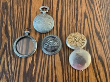 Vintage Pocket Watch Silver Tone Cases for Parts Repair Cosmetic Case Lot Of 4