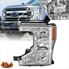 For 20-22 Ford F250-F550 SD Front Driver Left Side Chrome Amber Headlight Lamp