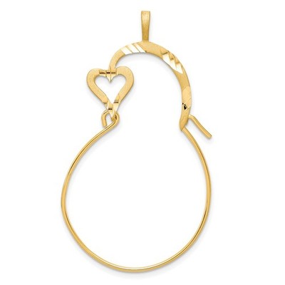 10k Yellow Gold Small Heart Charm Holder Pendant L 40mm, W 36mm