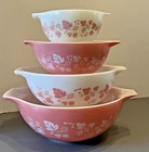VINTAGE PYREX PINK GOOSEBERRY CINDERELLA NESTED MIXING BOWL SET of 4