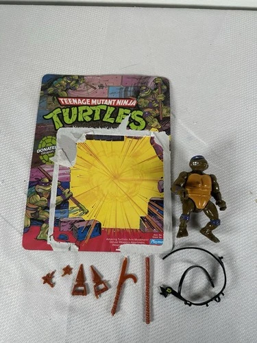 Vintage 1988 TMNT Donatello Action Figure w/ Cardback & Accessories Playmates
